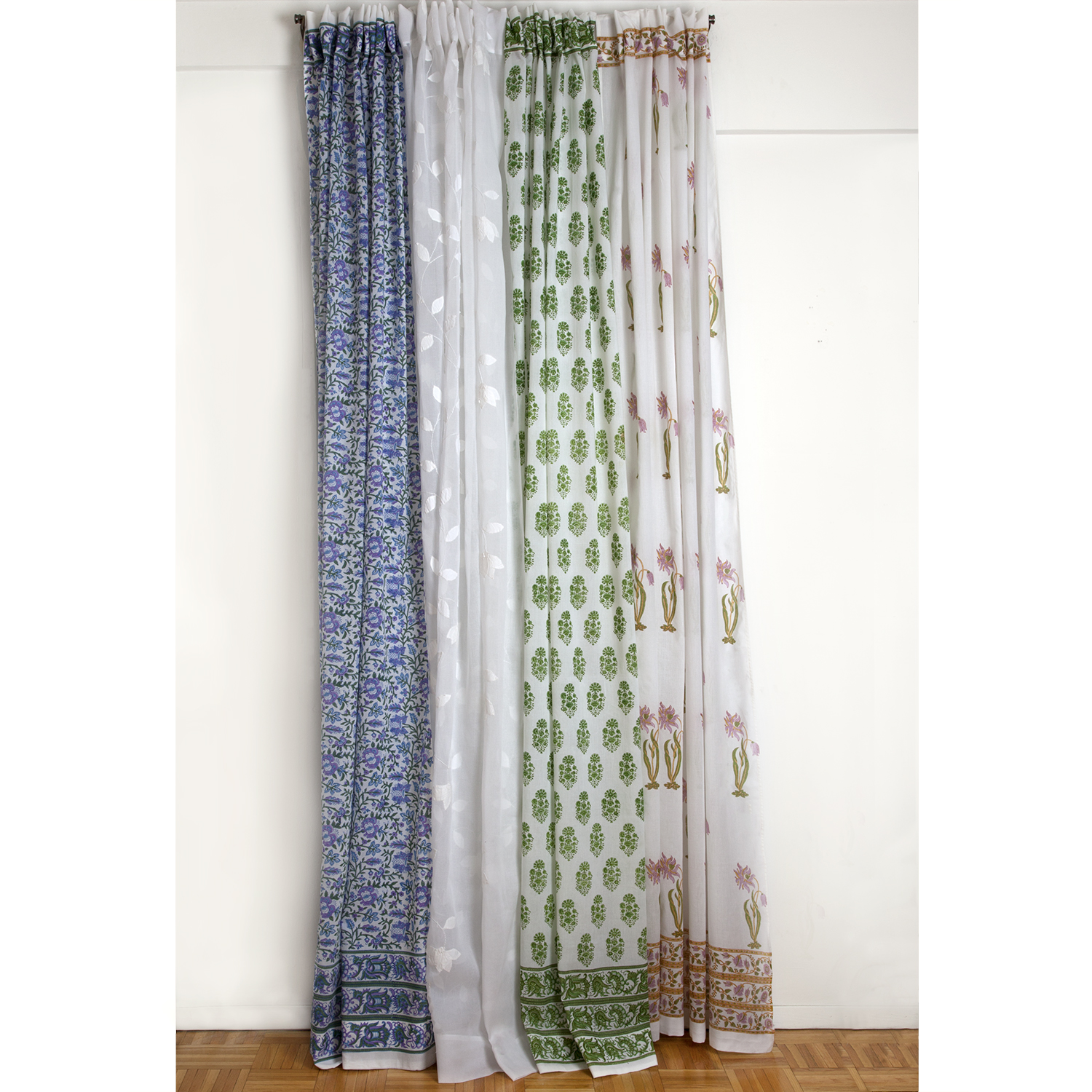 Indian Curtains Hand Block Printed, Sheer Marigold Living